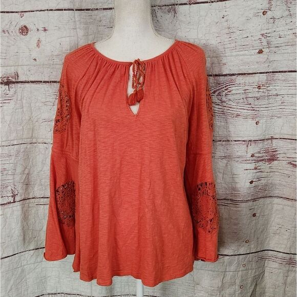 Sundance Bell Sleeve Crochet Peasant Top Size Medium - Picture 1 of 6